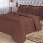 Jogo De Cama 6 Peças Aconchego Dupla Face Casal Queen Tabaco