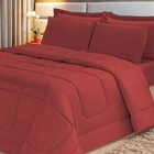 Jogo De Cama 6 Peças Aconchego Dupla Face Casal Queen Vermelh