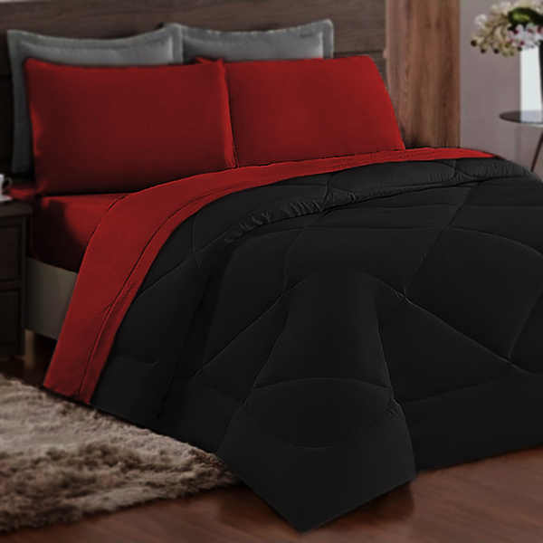 Jogo De Cama 6 Peças Cama Casal Queen Dupla Face Casen Pretoe