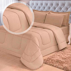 Jogo De Cama 6 Peças Dupla Face Casal Queen Bege Casa Dona