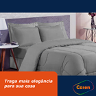Jogo De Cama 6 Peças Dupla Face Casal Queen Casen Cinza
