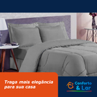 Jogo De Cama 6 Peças Dupla Face Casal Queen Cinza Casen - Edr