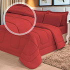 Jogo De Cama 6 Peças Dupla Face Casal Queen Vermelho Casa Dona