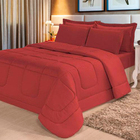Jogo De Cama 6 Peças Dupla Face Casal Queen Vermelho Casa Dona