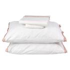 Jogo De Cama Algodão 200 Fios Branco E Rosa Casal - A\casa