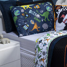 Jogo De Cama Astrodino Branco/azul Marinho Queen 04 Peças - P