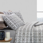 Jogo De Cama Attuale Due Geométrico Cinza Casal Padrão 04 Peç