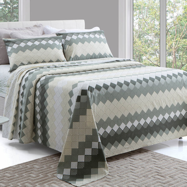 Jogo De Cama Attuale Geométrico Verde Casal Padrão 04 Peças -