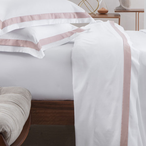 Jogo De Cama Bellagio Kacyumara 300 Fios Branco/inrose - Casal