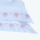 Jogo De Cama Bordado King Size Branco / Rosa 100% Algodão 200