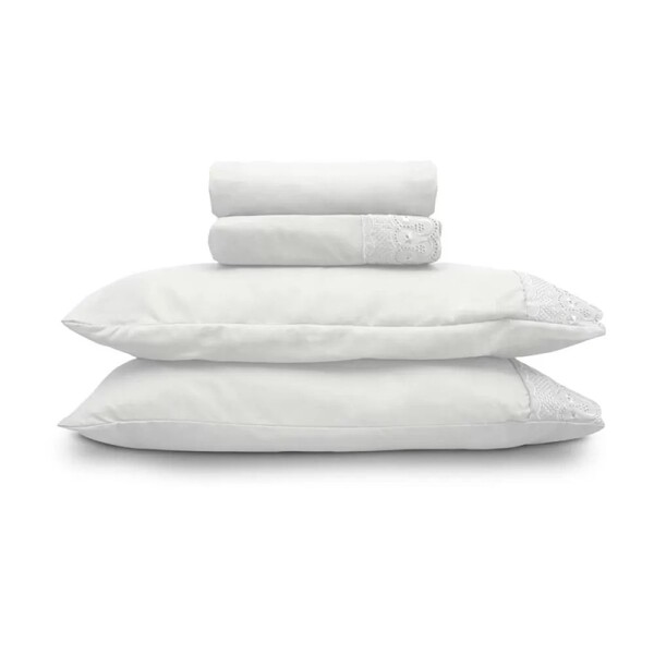 Jogo De Cama Bordare Com Rendas King - Appel - Branco Floral