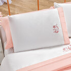 Jogo De Cama Branco / Rosê Bordado Queen Size 4 Peças Percal