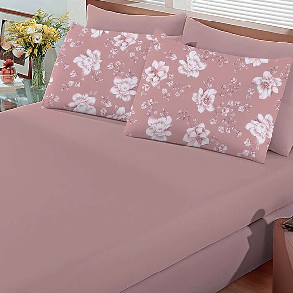 Jogo De Cama Buettner Basic King Moema Malha 3 Peças Rosê