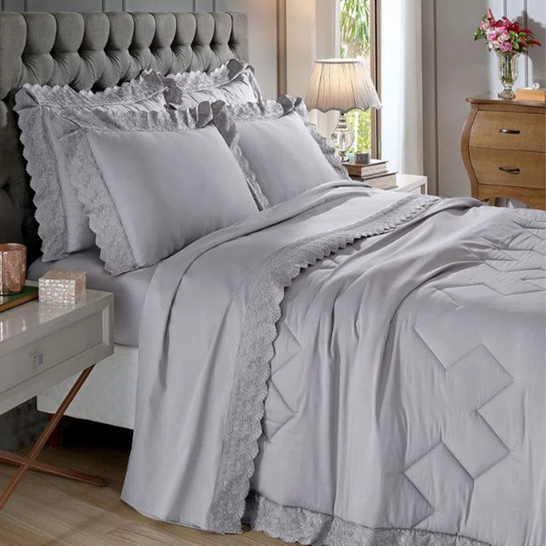 Jogo De Cama Buettner Casal Percal 300 Fios C- Renda Estela 4
