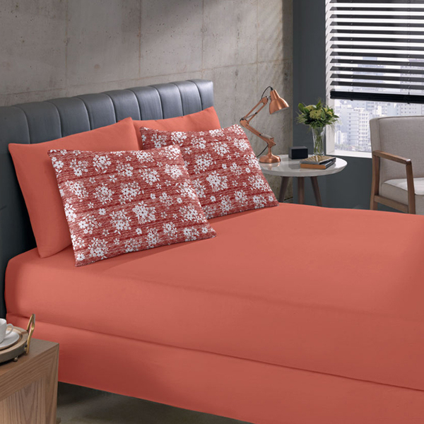Jogo De Cama Buettner Queen Malha Basic Gabriela 3 Pçs Vermel