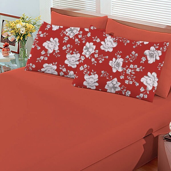 Jogo De Cama Buettner Solteiro Malha Moema 2 Peças Basic Verm