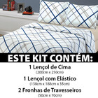 Jogo De Cama Casal 4 Peças Lençol Com Elástico 100 Algodão Pe