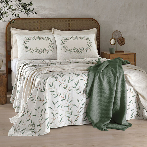 Jogo De Cama Casal 4 Peças Lençol Com Elástico 100 Algodão Pe