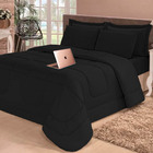 Jogo De Cama Casal 6 Peças Com Edredom E Lençol Preto Casa Do