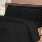 Jogo De Cama Casal 6 Peças Com Edredom E Lençol Preto Casa Do