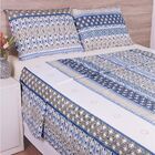 Jogo De Cama Casal Estampado Isis 04 Peças - Azul Cor 7