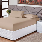 Jogo De Cama Casal Lençol Fronha Completo Liso 3 Peças Cáqui