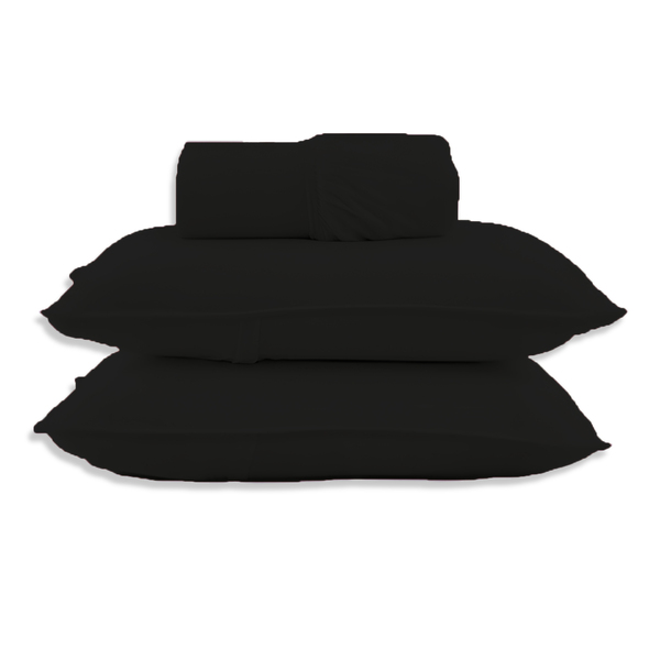 Jogo De Cama - Casal - Malha - 3 Peças - 100% Algodão - Preto