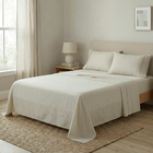 Jogo de Cama Casal Padro 4 Peas Algodo 150 Fios Bege Beca Decor