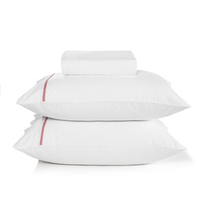 Foto de Jogo de Cama Casal Padrão Liam Algodão Branco e Rosa 138x188cm