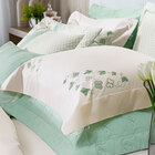 Jogo De Cama Casal Padrão Palha / Verde 200 Fios 100% Algodão