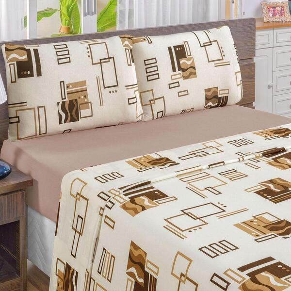 Jogo De Cama Casal Padrão Quality 4 Peças Avelã