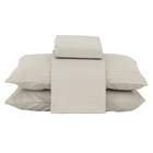 Jogo de Cama Casal Padro Stripes 4 Peas Polister Bege Beca Decor