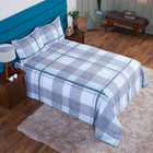 Jogo De Cama Casal Queen 03 Peças Tecido Piquet Xadrez 2,20x2