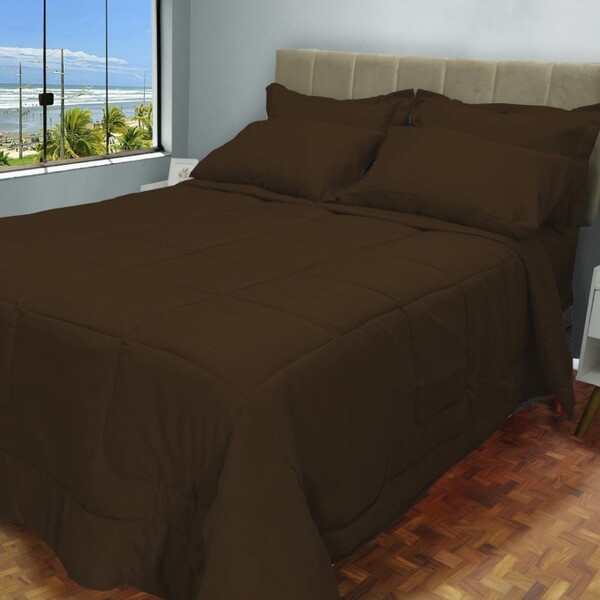 Jogo De Cama Casal Queen 5 Peças Edredom Lençol Fronhas 400 F