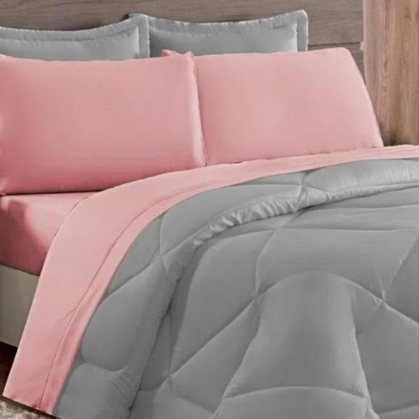 Jogo de cama cinza e rosa clearance