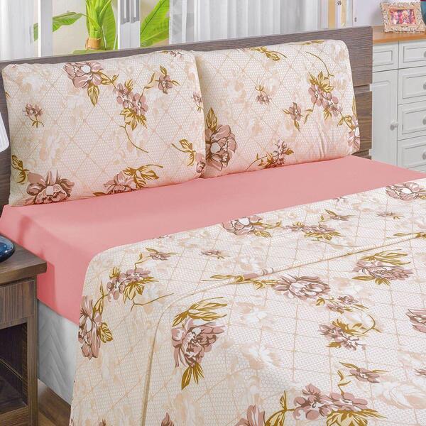 Jogo De Cama Casal Queen Quality 4 Peças Rosê