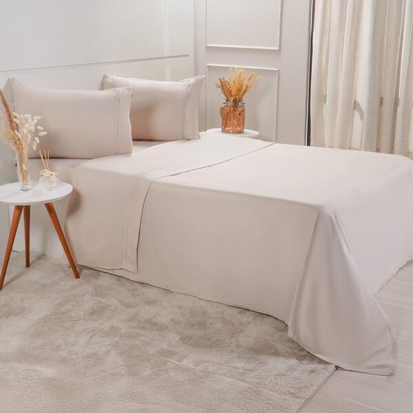 Jogo De Cama Casal Serenitá 4 Pçs Bordado Festonê 138x188x30c