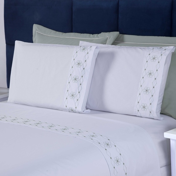 Jogo De Cama Damasco Queen 4 Peças 100% Poliéster 200 Fios -