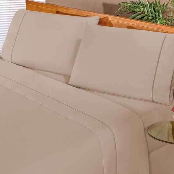 Jogo De Cama Elegance Caqui Casal Percal 180 Fios 04 Peças