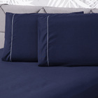 Jogo De Cama Essential Liso Azul Marinho Casal Padrão 03 Peça