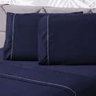 Jogo De Cama Essential Liso Azul Marinho Casal Padrão 04 Peça