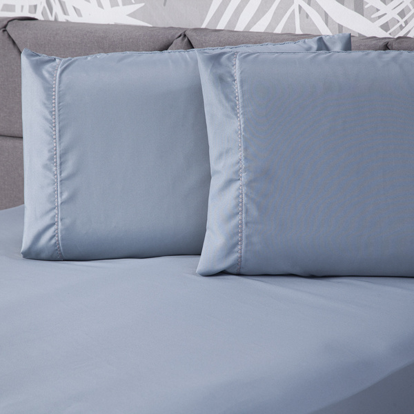 Jogo De Cama Essential Liso Cinza Queen 03 Peças - Percal 180