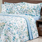 Jogo De Cama Estampado Queen Size Floral Azul 200 Fios 100% A