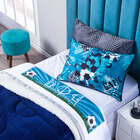 Jogo De Cama Futebol Branco Solteiro 03 Peças - Percal 200 Fi