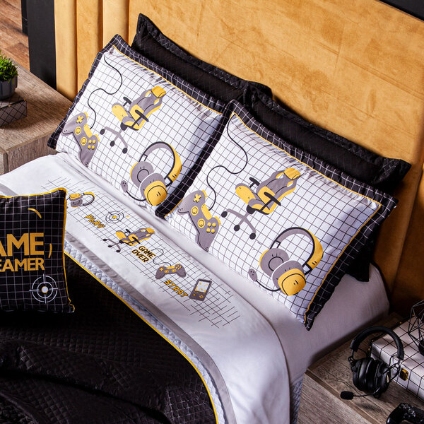 Jogo De Cama Game Streamer Branco King 04 Peças - Percal 180