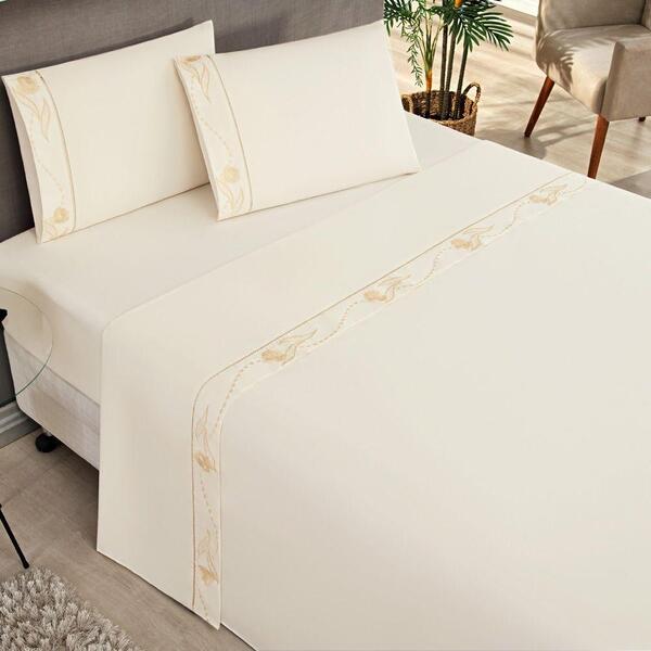 Jogo De Cama Imperial Casal King 4 Peças Palha