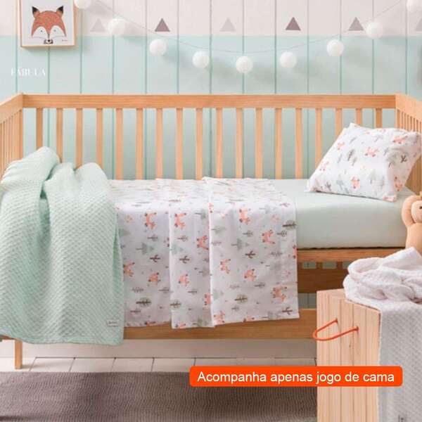 Jogo De Cama Infantil Com 3 Peças Raposa Verde