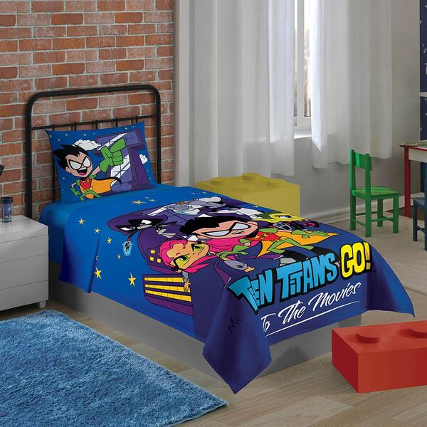 Jogo de Cama Infantil - Jovens Titãs em Ação - Misto - 2 Peça