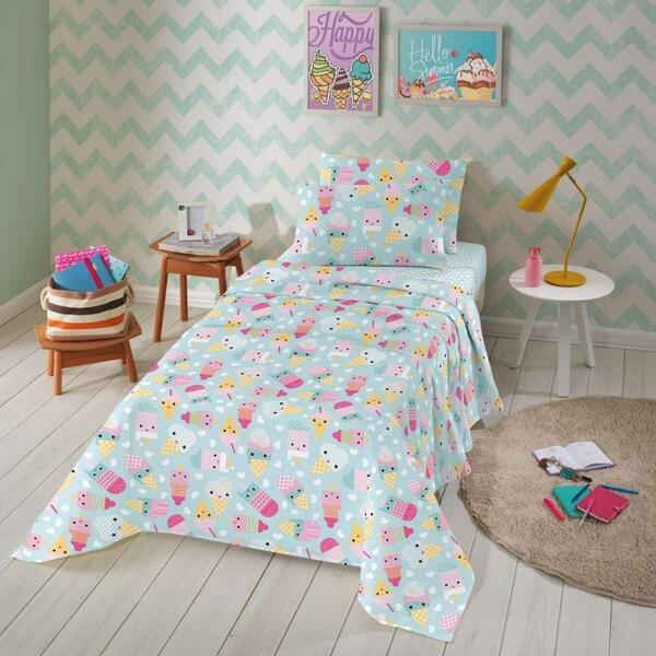 Jogo De Cama Infantil Solteiro Teka Kids Gelato 2 Peças