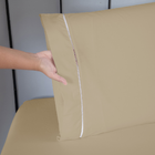 Jogo De Cama King 140 Fios Ponto Palito Caqui Valle Enxovais